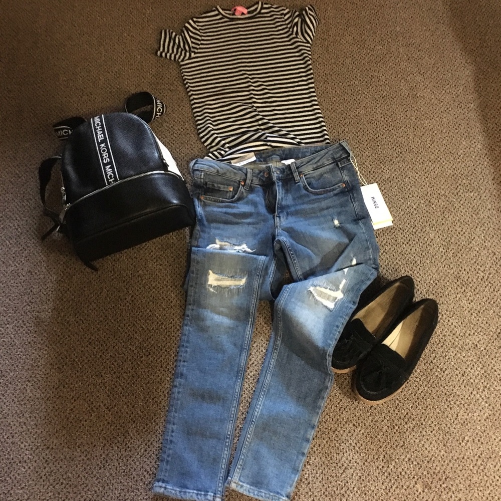 Black and white striped top
